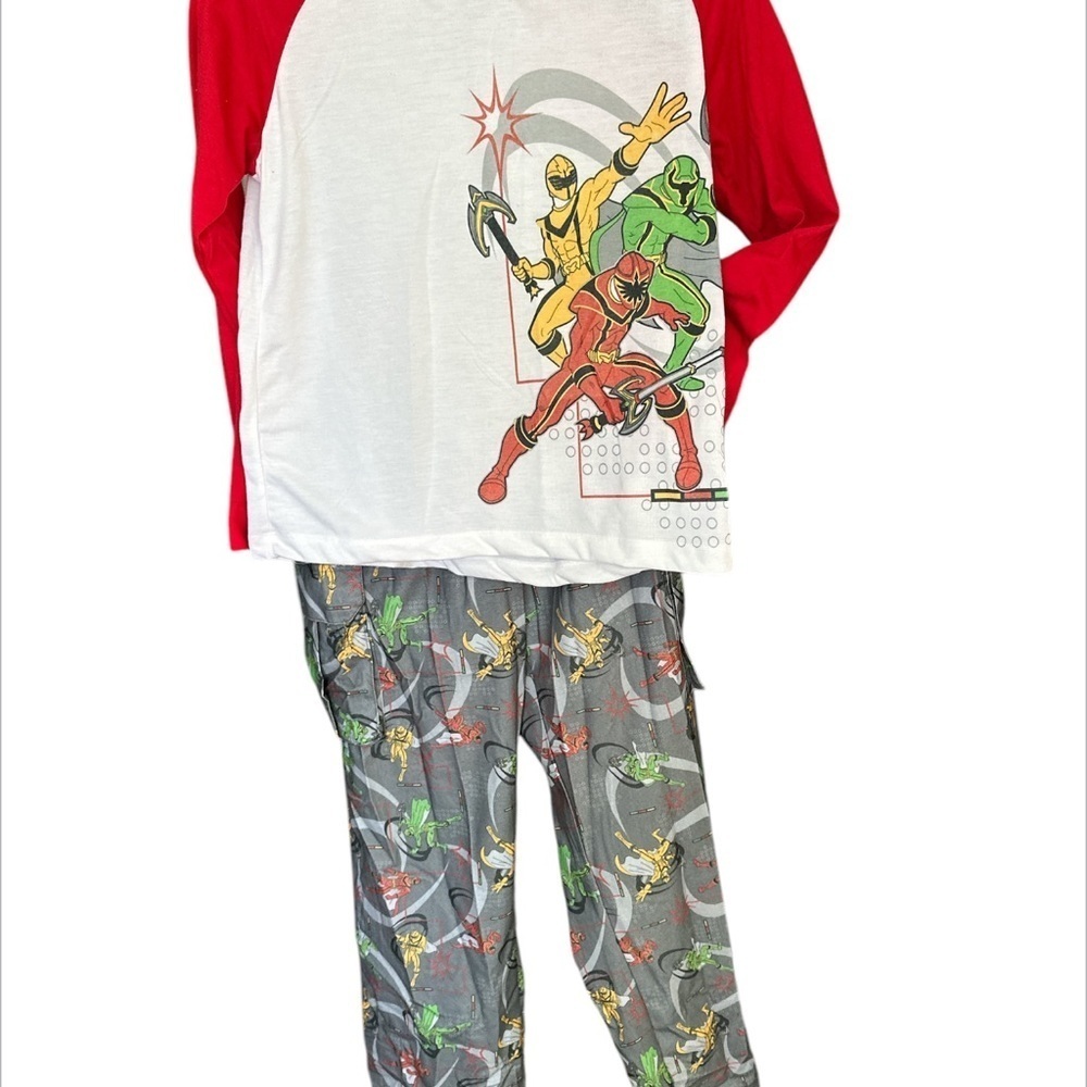 Disney Power Rangers Pajamas Raglan Top Printed Cargo Bottom Elastic Waistband
